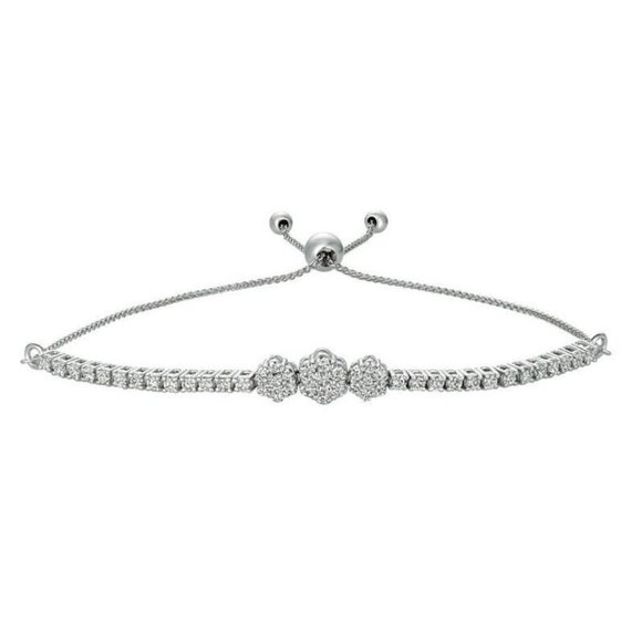 1.00 Carat Diamond Bolo 3 Flower Bracelet